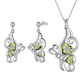 Butterfly Birthstone August Peridot Jewelry Set 3PCS - Jewelry Set - Aurora Tears